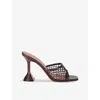 Amina Muaddi Square Toe High Heel Sandals In Dark Brown