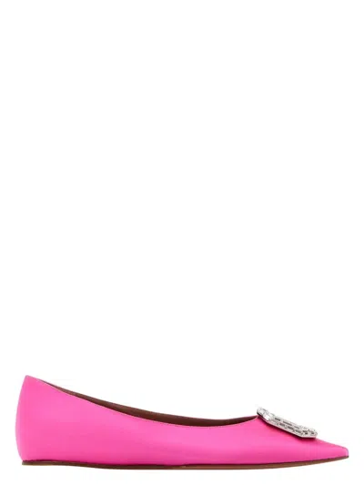 AMINA MUADDI WOMEN'S FUCHSIA SATIN CAMELIA BALLERINAS