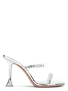 Amina Muaddi Metallic Leather Slippers With Crystal Embellishments In Metallic