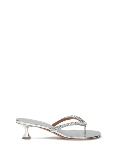 Amina Muaddi Women Gigi Sandals In Silver