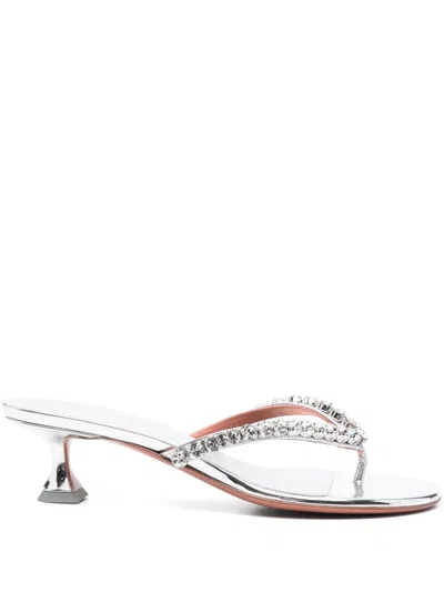 Amina Muaddi Women Gigi Thong Sandals In Silver