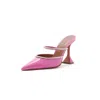 Amina Muaddi Women's Gilda Heeled Mules Patent 95 In Pink