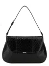 Amina Muaddi Leather Handbag With Curved Base And Reptile Motif Embossing