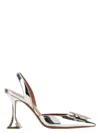 Amina Muaddi Rosie Sling 95 Dark Grey Mirror Patent Pumps