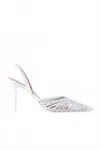 Amina Muaddi 90mm Lori Strappy Pointed-toe Slingback Pumps In White