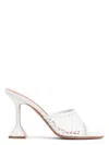 Amina Muaddi Round Toe. Lace-up Front. Stiletto Heel.... In White