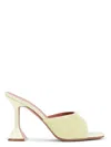 Amina Muaddi Yellow Satin Sandals With Hourglass Heel