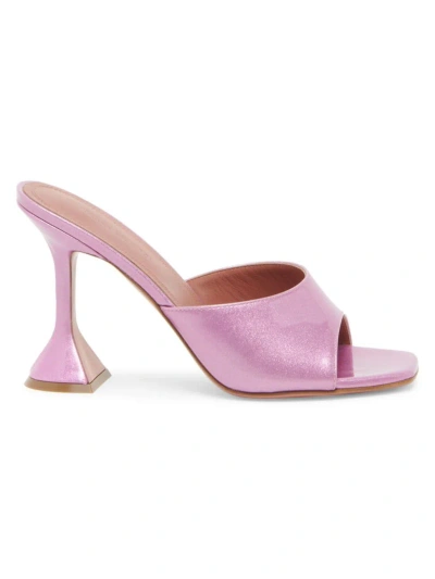 Amina Muaddi Women's Lupita Glitter 95mm Leather Sandals In Glitter Pink