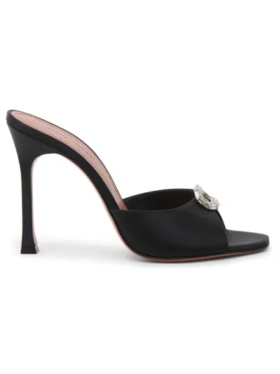 Amina Muaddi 105mm Mini Camelia Satin Mules In Black