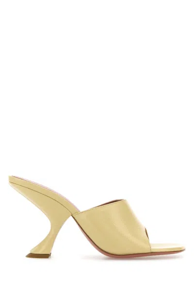 Amina Muaddi Women Pastel Yellow Leather Taylor Mules
