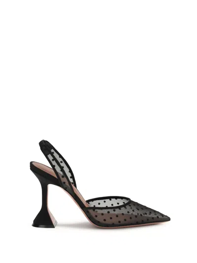 Amina Muaddi Women Polka Dot Holli Pumps In Black