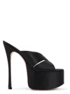 Amina Muaddi Salma 60 Satin Slipper With High Thin Heels In Black