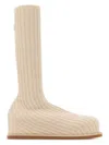 Amina Muaddi Ribbed Texture Flat Sole Sock-like Boots