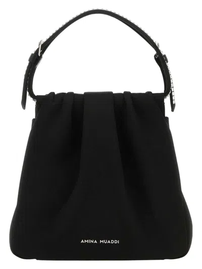 Amina Muaddi Women's Satin Vittoria Crystal Handbag In Black