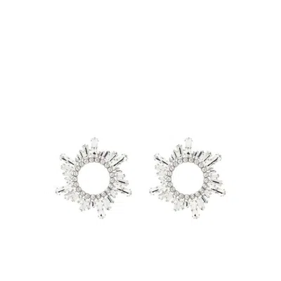 Amina Muaddi Women Silver Begum Crystal-embellished Earrings