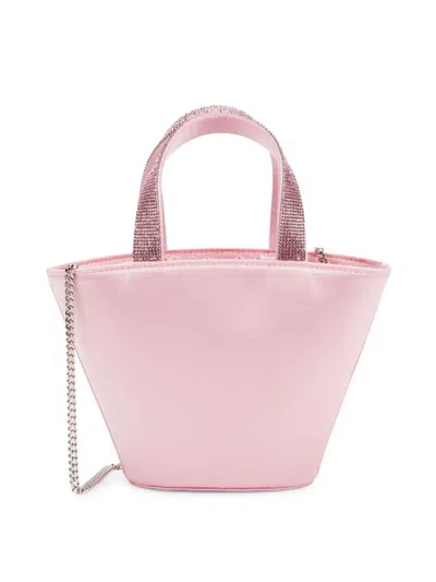 Amina Muaddi Women's Superamini Lily Crystal Silk Blend Top Handle Bag In Baby Pink