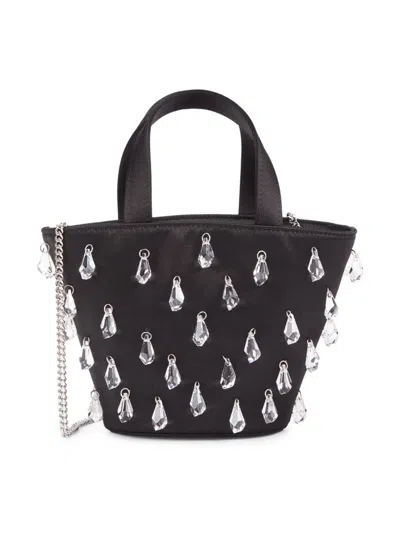 Amina Muaddi Women's Superamini Lily Crystal Silk Blend Top Handle Bag In Black