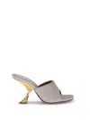 Amina Muaddi Taylor Sandals Geometric Heel In Gray