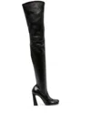 Amina Muaddi Marine Stretch Thigh High Boots In Multicolor