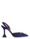 Amina Muaddi Velvet Slingback Beg In Blue