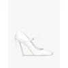 Amina Muaddi Charlotte Patent-leather Mary Jane Pumps In White