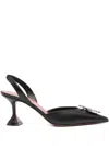 Amina Muaddi Leather Slingback Pumps Featuring Sculptural Heel In Black
