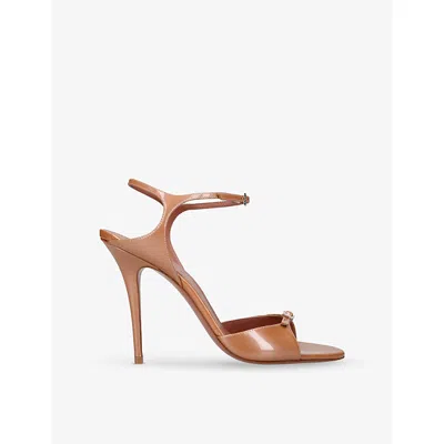 Amina Muaddi Womens Brown/oth Adut 105 Leather Heeled Sandals Eur 39 / 6 Uk