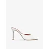Amina Muaddi Womens  Alexa 95 Satin Heeled Sandals In White