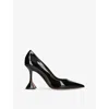 Amina Muaddi Ami Patent Leather Pedestal Pumps In Black