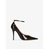 Amina Muaddi Womens Dark Brown Anok 105 Patent Leather Pumps Eur 39.5 / 6.5 Uk In Brown
