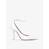 Amina Muaddi Patent Leather Anok Pumps 105 In White