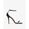 Amina Muaddi Patent Leather Barbara Heeled Sandals 105 In Black