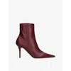 Amina Muaddi Barbara Leather Ankle Boots In Burgundy
