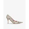 Amina Muaddi Snakeskin Print Barbara Pumps 90 In Neutral