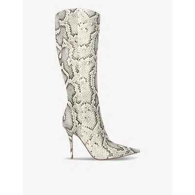 AMINA MUADDI WOMENS BEIGE COMB BARBARA STILETTO-HEEL BOOTS EUR 38/5 UK