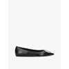 Amina Muaddi Camelia Ballerinas In Black Hammered Leather In Blk/white