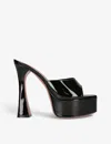 Amina Muaddi Womens  Dalida Patent-leather Heeled Platform Sandals In Black