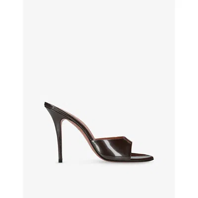 Amina Muaddi Womens  Elodie 105 Patent-leather Heeled Sandals In Brown