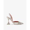 Amina Muaddi Holli Snakeskin Embossed Slingback Pump In Beige Comb