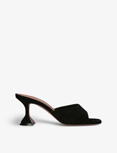 AMINA MUADDI WOMENS BLACK LUPITA LEATHER HEELED MULES EUR 39 / 6 UK