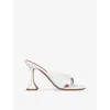 Amina Muaddi White Shiona Slipper Heeled Sandals