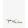 Amina Muaddi Snakeprint-leather Juliette Heeled Sandals 45 In Neutral