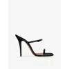 Amina Muaddi Adut Thong Slipper 105 In Black Satin In Black
