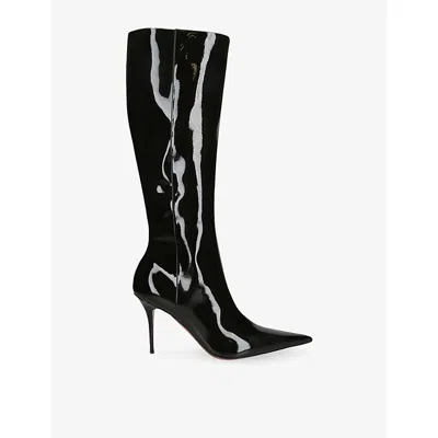 Amina Muaddi Womens Black Barbara 90 Knee-high Leather Boots Eur 40 / 7 Uk