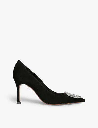 Amina Muaddi Camelia Pump 90 Satin Black White B