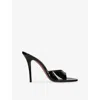Amina Muaddi Womens Black Elodie 105 Patent Leather Heeled Slippers Eur 40 / 7 Uk In Black