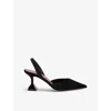 Amina Muaddi Womens Black Holli 70 Suede Slingback Heels In Black