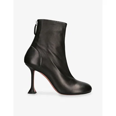 AMINA MUADDI WOMENS BLACK IRIS 95 LEATHER HEELED ANKLE BOOTS EUR 39 / 6 UK