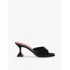 Amina Muaddi Lupita Mules Aus Wildleder 70mm In Black