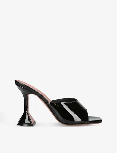 Amina Muaddi Womens Black Lupita Glass Square-toe Pvc Heeled Mules Eur 40.5 / 7.5 Uk